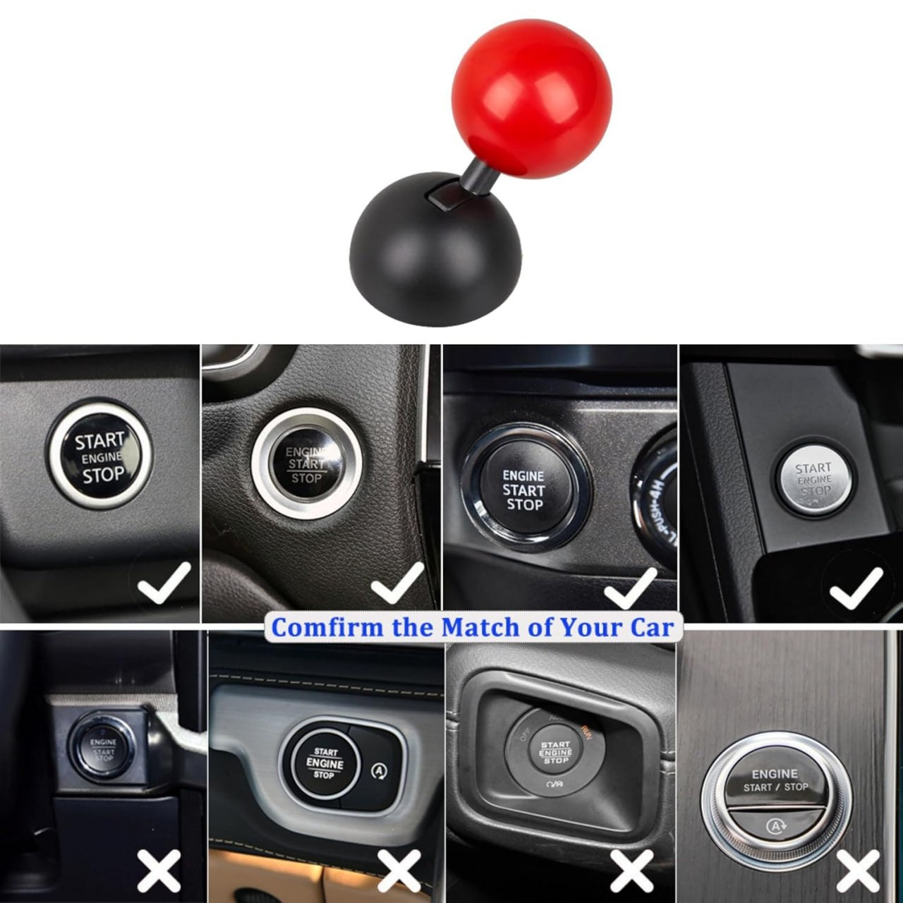 Premium Metal Car Push Start Button Cover | Car Push to Start Button Cover | Car Push to Start Button Rocker | One Touch Start Button | Car Engine Start Stop Button Joystick | Engine Start Button Cover | Car Ignition Button Cover |